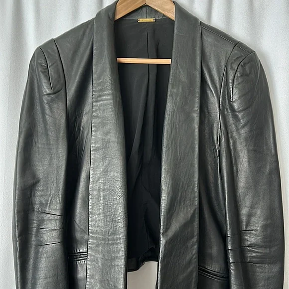 Rebecca Minkoff Buttery Soft Black Lambskin Leather Jacket Coat **Size L**🌺🌺 - Picture 3 of 4